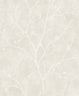 Avena Branches wallpaper in Soft Cream with tonal botanical branch silhouette