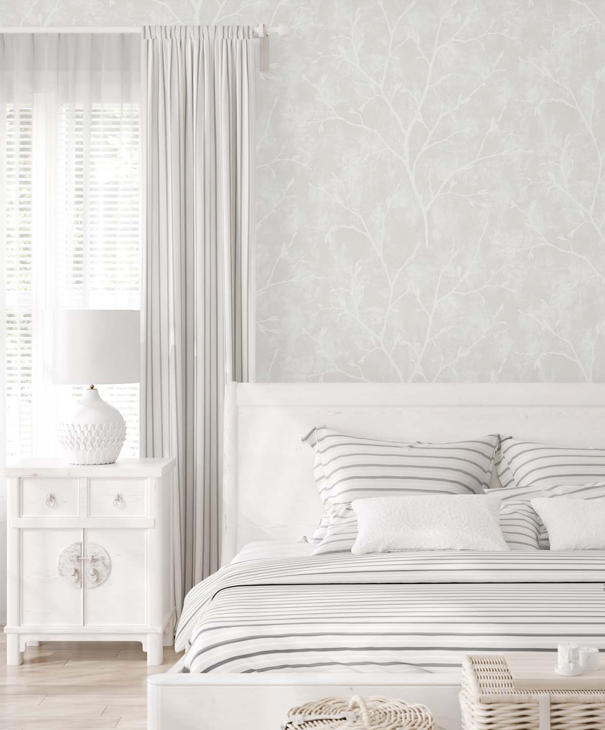 Avena Branches Mica by White Heron Botanical Branch Wallpaper – Seabrook Designs EW10208