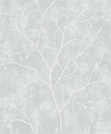 Avena Branches wallpaper in Winter Grey with tonal botanical branch silhouette on a textured ground.