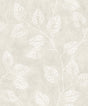 Branch Trail Silhouette wallpaper in Raw Linen with soft botanical leaf silhouette on a satin nonwoven ground