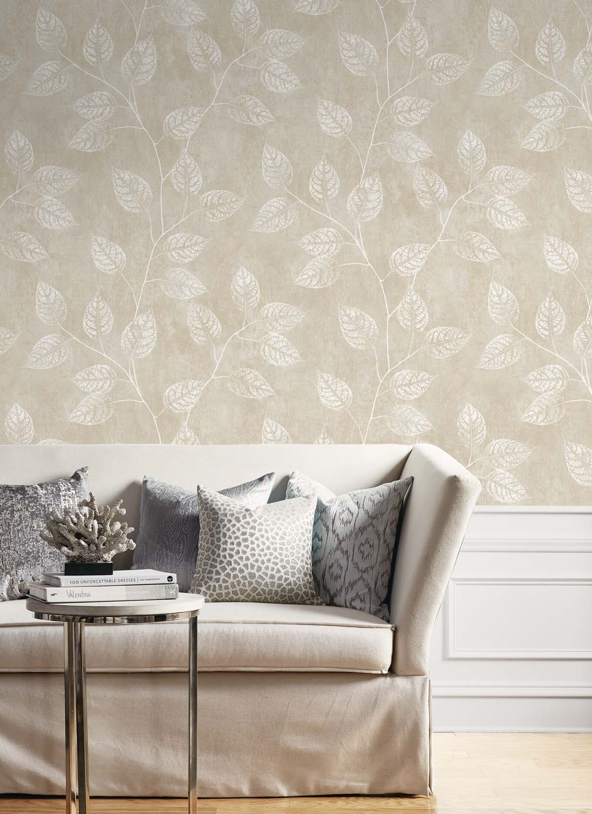 Branch Trail Silhouette Summer Sand by White Heron Botanical Silhouette Wallpaper – Seabrook Designs EW10805