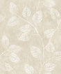 Branch Trail Silhouette wallpaper in Summer Sand with white leaf silhouettes