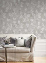 Branch Trail Silhouette Slate by Seabrook Designs Botanical Wallpaper – Seabrook Designs EW10808