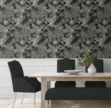 Marsh Cranes Midnight by White Heron Metallic Crane Wallpaper – Seabrook Designs EW11000