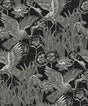 Marsh Cranes wallpaper in Midnight with metallic crane and marsh motif
