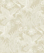 Marsh Cranes wallpaper in Shore beige with metallic finish, featuring cranes and marsh botanicals