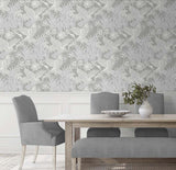 Marsh Cranes Anew Grey by White Heron Metallic Crane Wallpaper – Seabrook Designs EW11008
