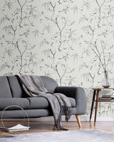 Floral Blossom Trail Stormy by White Heron Floral Branch Wallpaper – Seabrook Designs EW11100