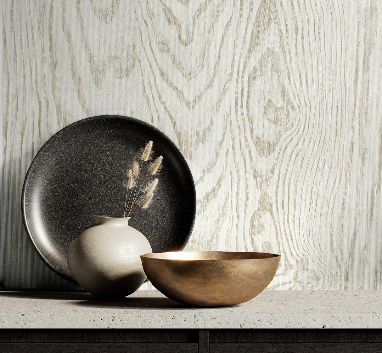 Kyoto Faux Woodgrain Scandi Wood by White Heron Faux Woodgrain Stringcloth Wallpaper – Seabrook Designs EW11307