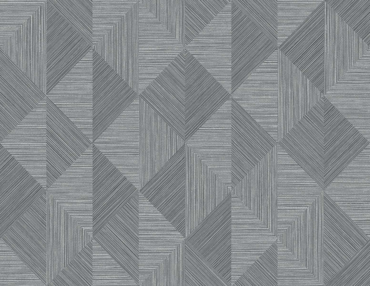 Diamond Inlay Charcoal Grass geometric diamond pattern wallpaper in grey tones
