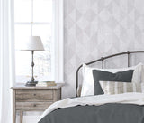 Diamond Inlay Dove Wing by White Heron Geometric Wallpaper – Seabrook Designs EW11708