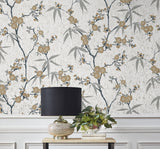 Blossom Cork Gold Chip by White Heron Cork Floral Wallpaper – Seabrook Designs EW11905