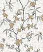 Blossom Cork wallpaper in Gold Chip with floral blossom branches on an off-white cork-textured ground