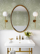 Colette Cameo Washed Green by French Country Damask Wallpaper – Seabrook Designs FC60304