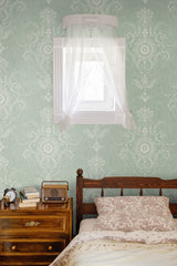 Colette Summer Sky by French Country Damask Wallpaper – Seabrook Designs FC60314