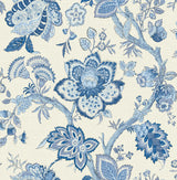Bernadette Jacobean wallpaper pattern in French Blue (floral jacobean design)