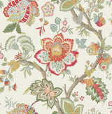 Bernadette Jacobean floral wallpaper in Pomme & Antique Ruby by Seabrook Designs