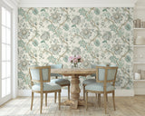 Bernadette Jacobean Summer Sky & French Blue by French Country Floral Wallpaper – Seabrook Designs FC60408 -Sample