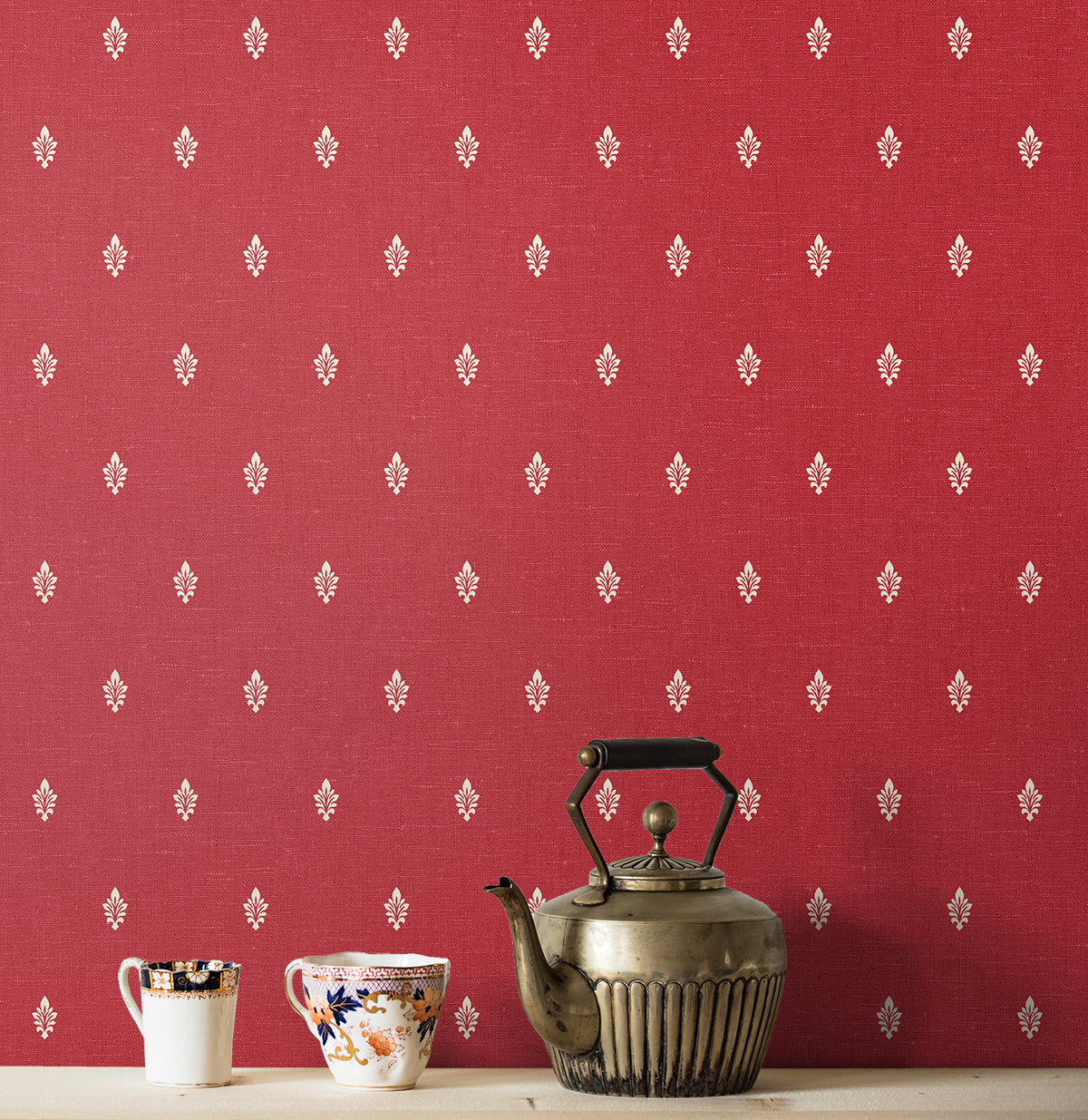 Petite Feuille Sprig Antique Ruby by French Country Fleur-de-Lis Wallpaper – Seabrook Designs FC60601