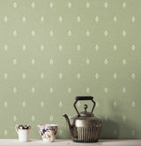 Petite Feuille Sprig Pomme by French Country Floral Sprig Wallpaper – Seabrook Designs FC60604