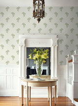 Lotus Branch Floral Washed Green & Herb by French Country Floral Wallpaper – Seabrook Designs FC60804
