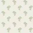 Lotus Branch Floral wallpaper pattern in washed green and herb on a soft neutral ground