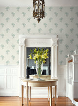Lotus Branch Floral Minty Meadow & French Grey by French Country Wallpaper – Seabrook Designs FC60808
