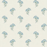Lotus Branch Floral wallpaper pattern in Blue Bell & Herb