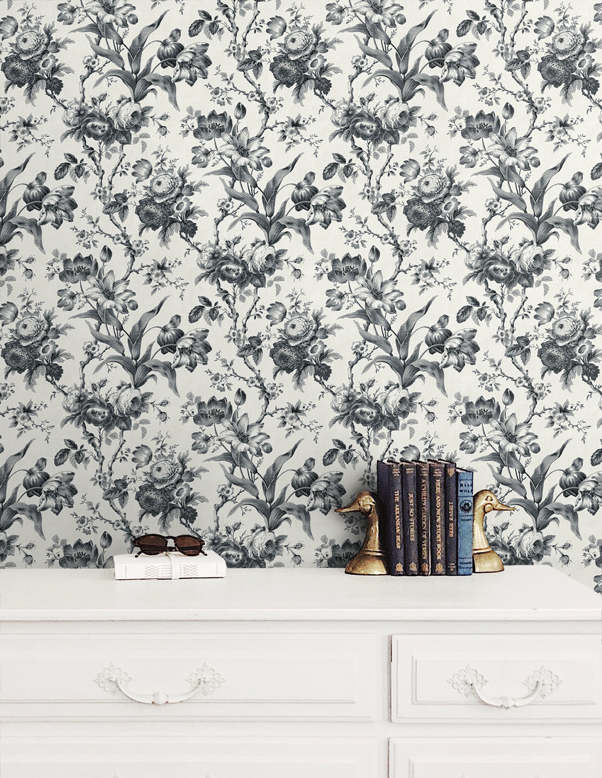 En Rose Poppy Seed by French Country Floral Wallpaper – Seabrook Designs FC61200