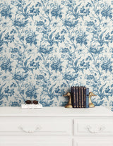 En Rose Blue Bell by French Country Floral Wallpaper – Seabrook Designs FC61202