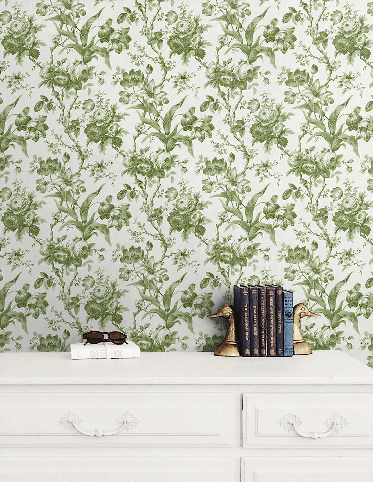 En Rose Pomme by French Country Floral Wallpaper – Seabrook Designs FC61204