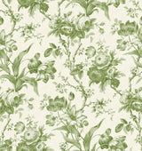 En Rose Pomme green floral country wallpaper pattern by Seabrook Designs