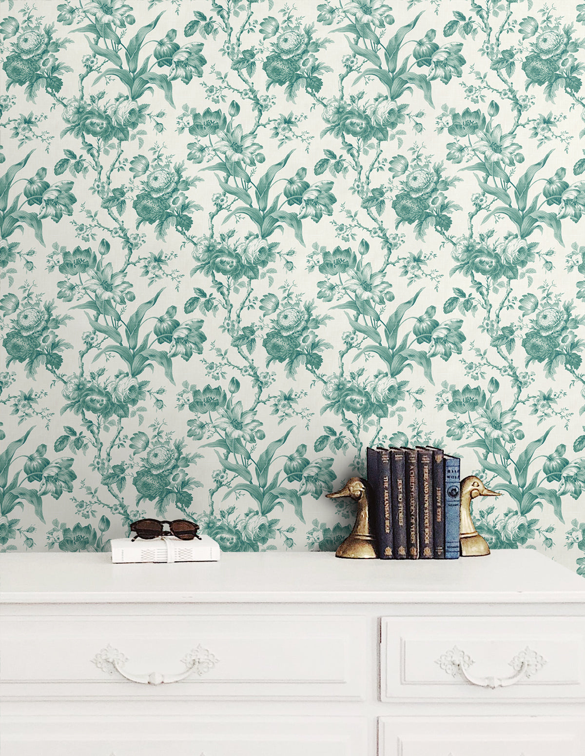En Rose Minty Meadow by French Country Floral Wallpaper – Seabrook Designs FC61214