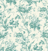 En Rose Minty Meadow floral wallpaper in green on a light background