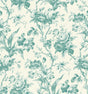 En Rose Minty Meadow floral wallpaper in green on a light background