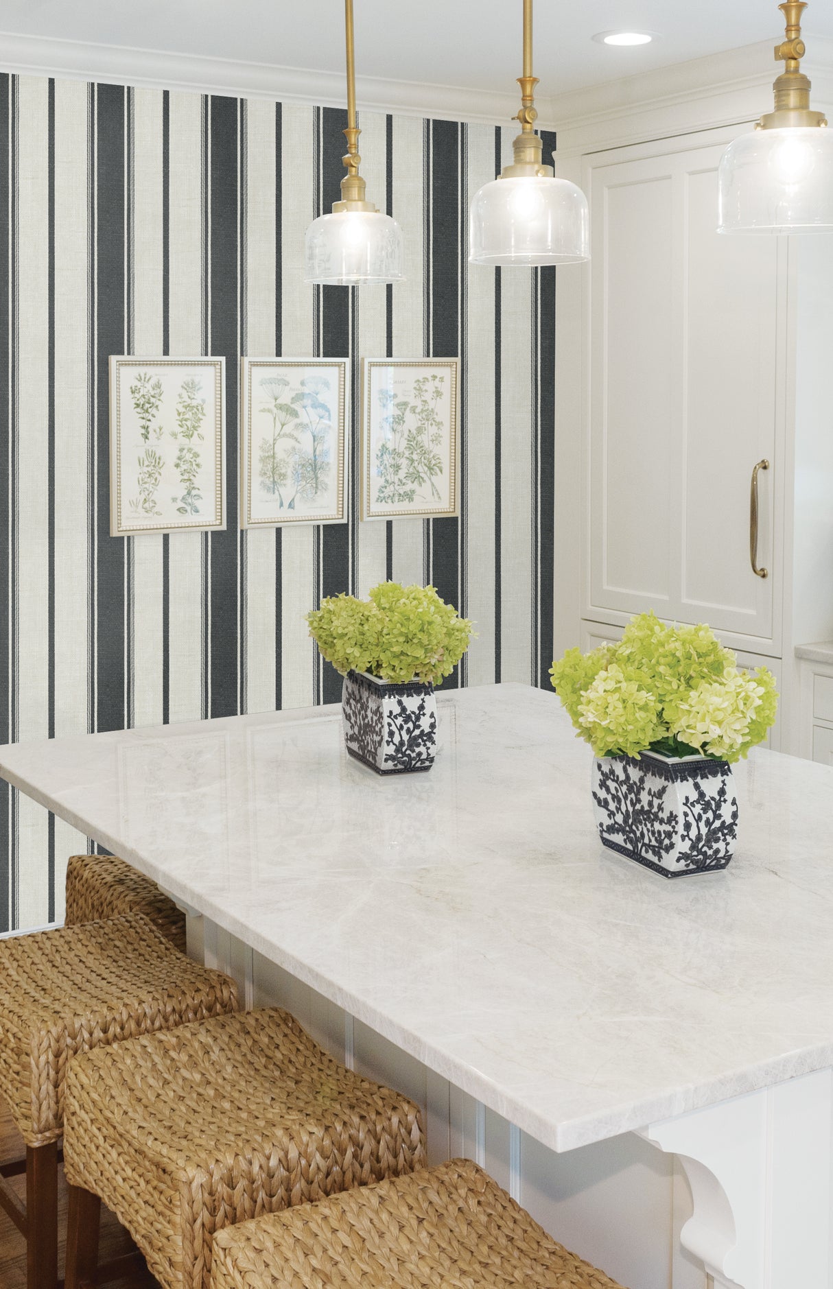 Eliott Linen Stripe Poppy Seed by French Country Stripe Wallpaper – Seabrook Designs FC61500