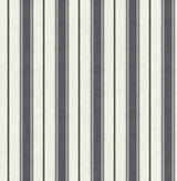Eliott Linen Stripe wallpaper in Poppy Seed (black and ivory linen-look vertical stripes)