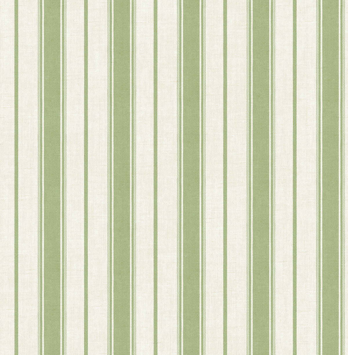 Eliott Linen Stripe wallpaper in Pomme green with vertical linen-look stripes