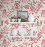 Colette Chinoiserie Antique Ruby by French Country Chinoiserie Toile Wallpaper – Seabrook Designs FC61801