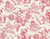 Colette Chinoiserie wallpaper in Antique Ruby (red chinoiserie toile scene)