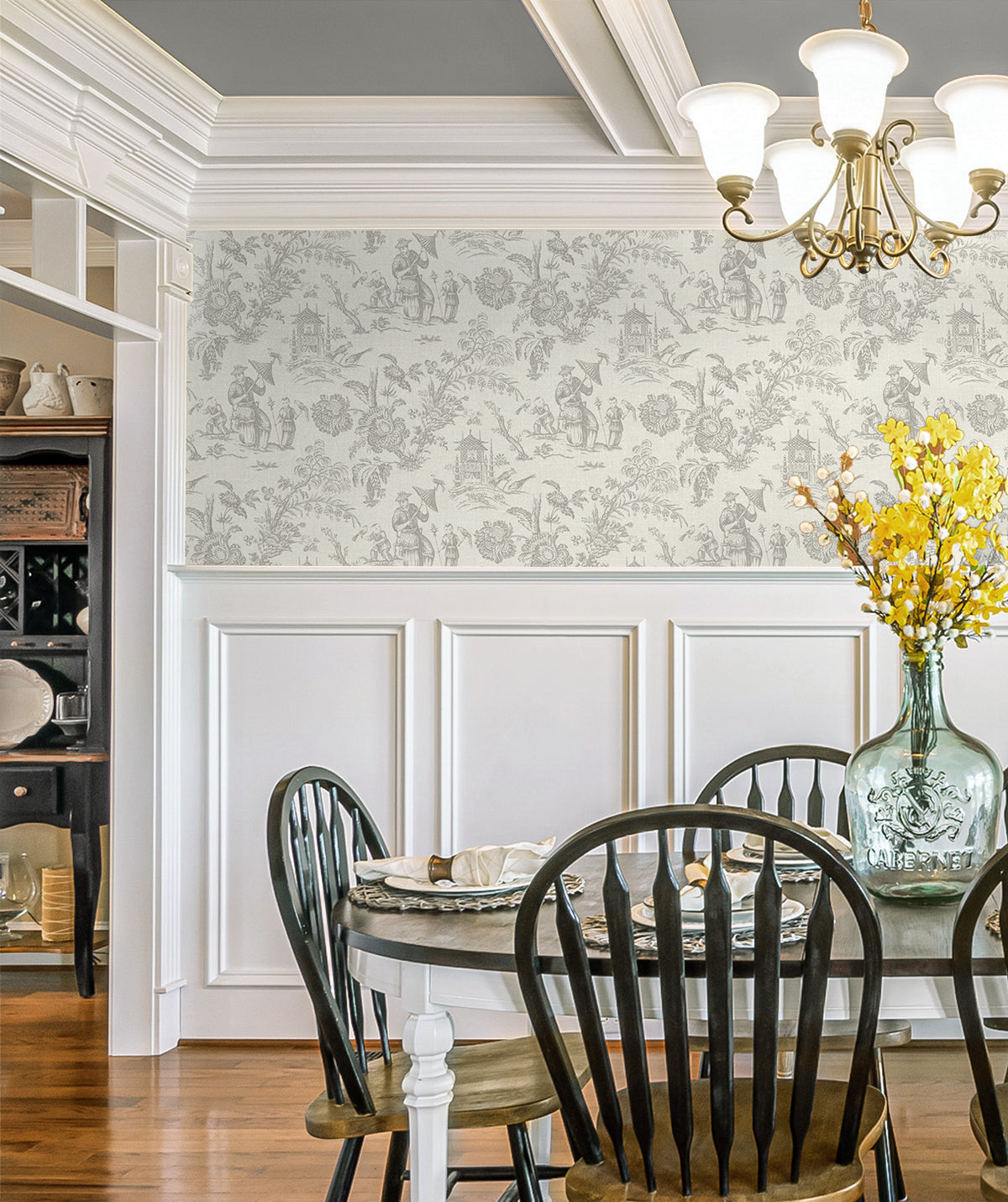 Colette Chinoiserie French Grey by French Country Toile Wallpaper – Seabrook Designs FC61808