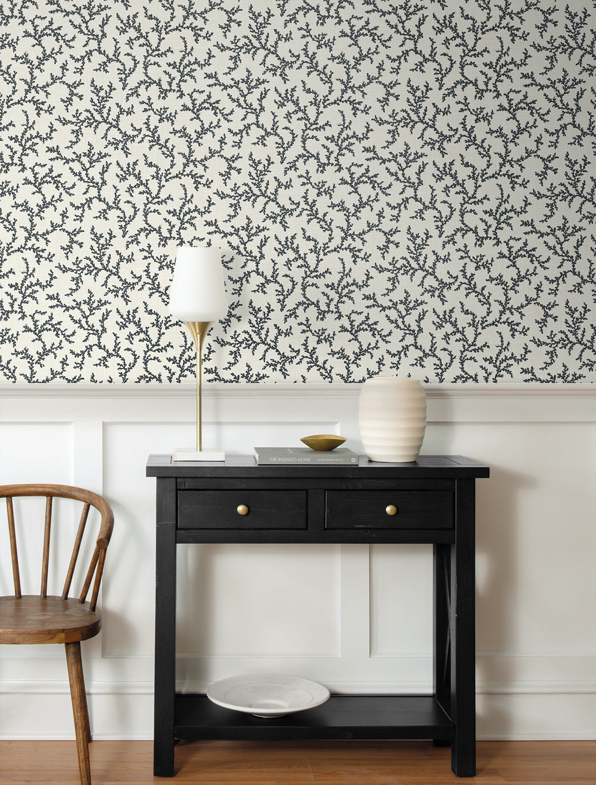 Corail Poppy Seed by French Country Botanical Trail Wallpaper – Seabrook Designs FC62100