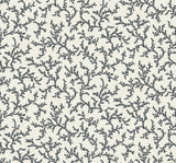 Corail wallpaper in Poppy Seed colorway with small botanical branch trail pattern.