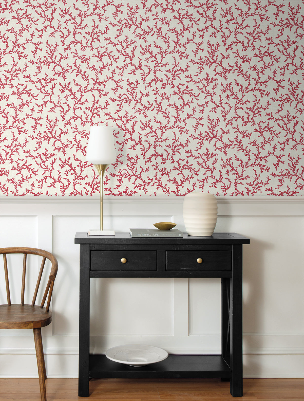 Corail Antique Ruby by French Country Botanical Coral Branch Wallpaper – Seabrook Designs FC62101