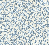 Corail wallpaper in Denim Wash (blue coral-branch botanical on soft neutral ground), 27 in wide