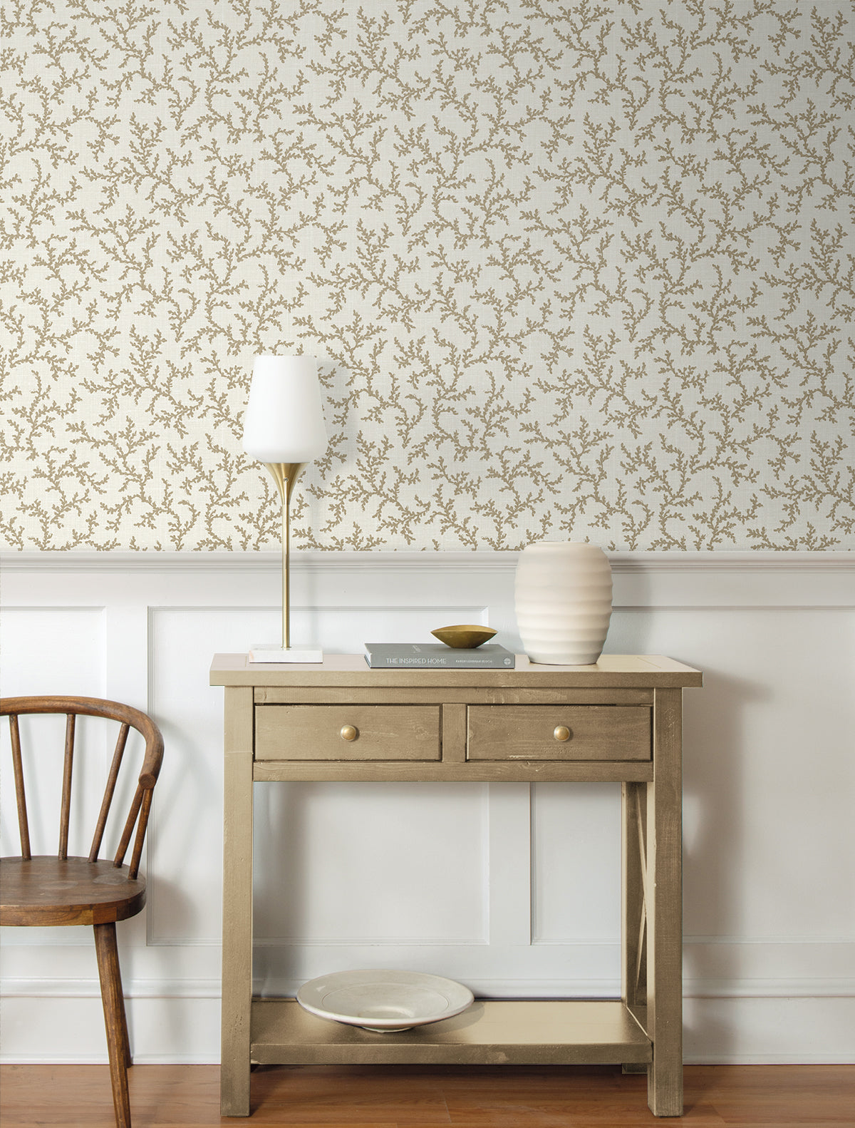 Corail Driftwood by French Country Botanical Trail Wallpaper – Seabrook Designs FC62106