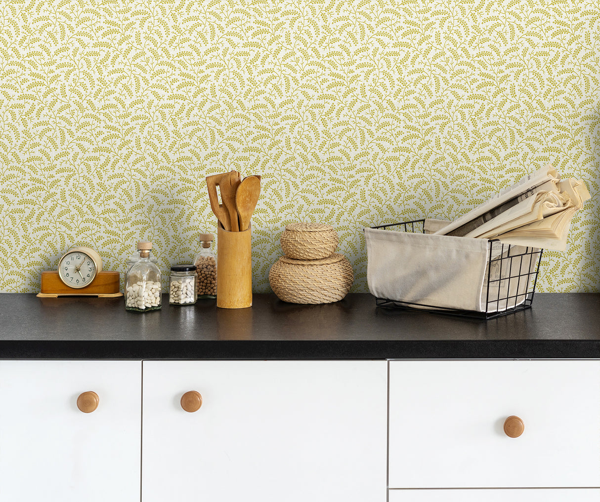 Cossette Dandelion by French Country Matte Botanical Vine Wallpaper – Seabrook Designs FC62203