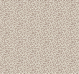 Cossette wallpaper in Hickory Smoke featuring a small-scale botanical vine and sprig pattern in brown on a light ground.