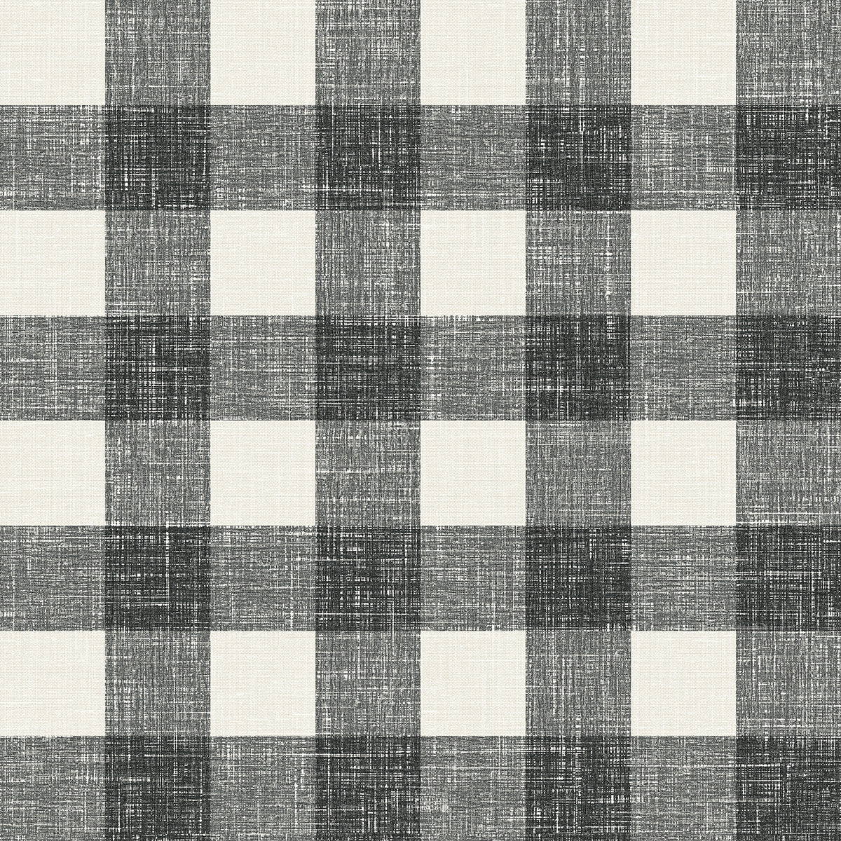 Bebe Gingham Poppy Seed plaid (gingham) wallpaper in black and off-white