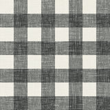 Bebe Gingham Poppy Seed plaid (gingham) wallpaper in black and off-white